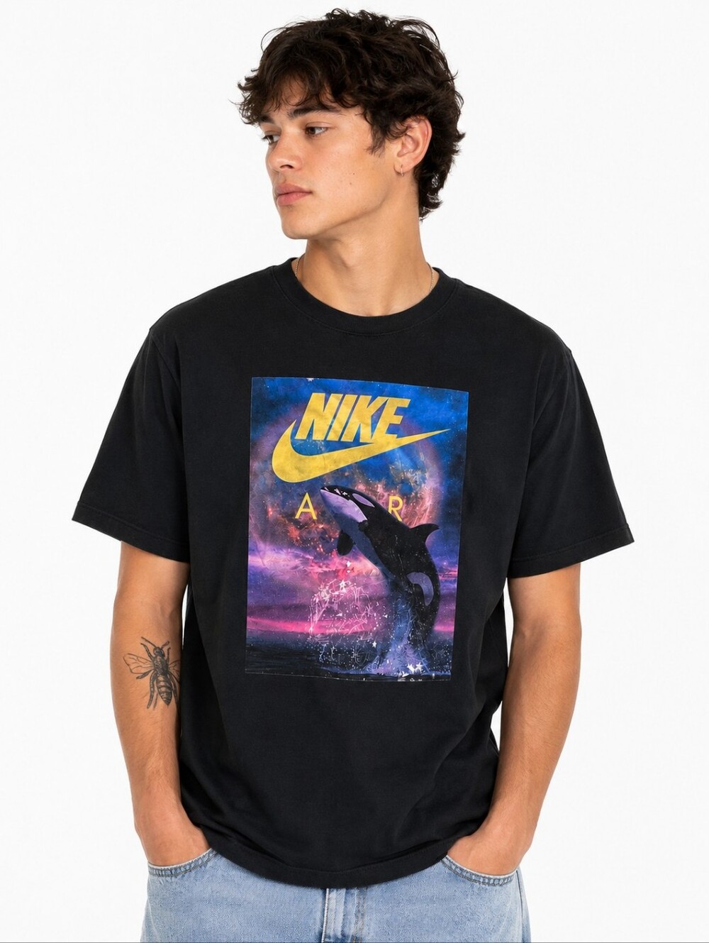Nike Air Orca Graphic T-Shirt Black Cotton Tee Size Large